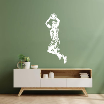 Lettering Decals Jumping Basketball Player Game Ball Sport Boy Room Store Decoration