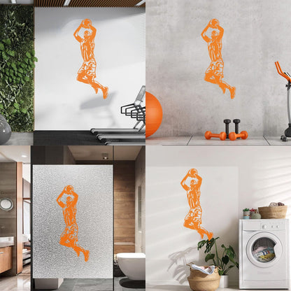 Lettering Decals Jumping Basketball Player Game Ball Sport Boy Room Store Decoration