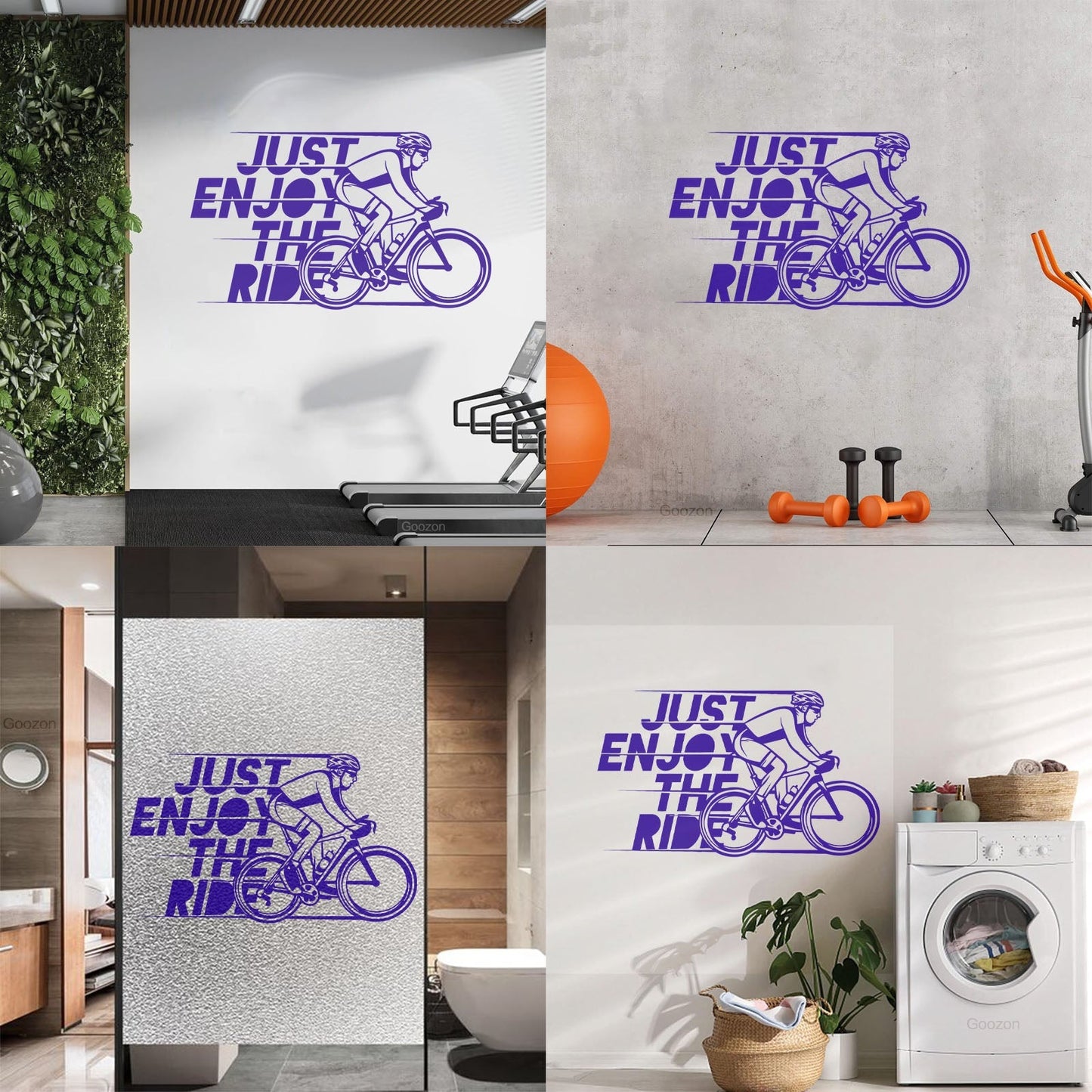 Lettering Stickers Just Enjoy The Ride Bicycle Cyclist Sports Removable Without Leaving Glue