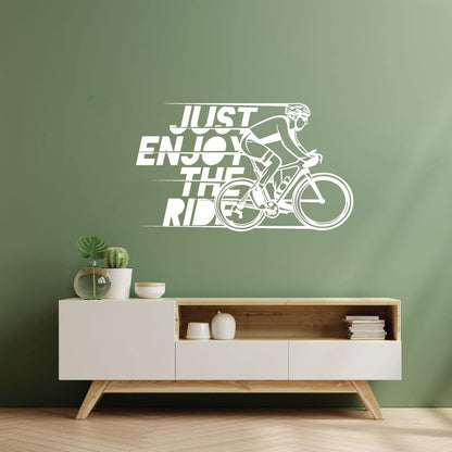 Lettering Stickers Just Enjoy The Ride Bicycle Cyclist Sports Removable Without Leaving Glue