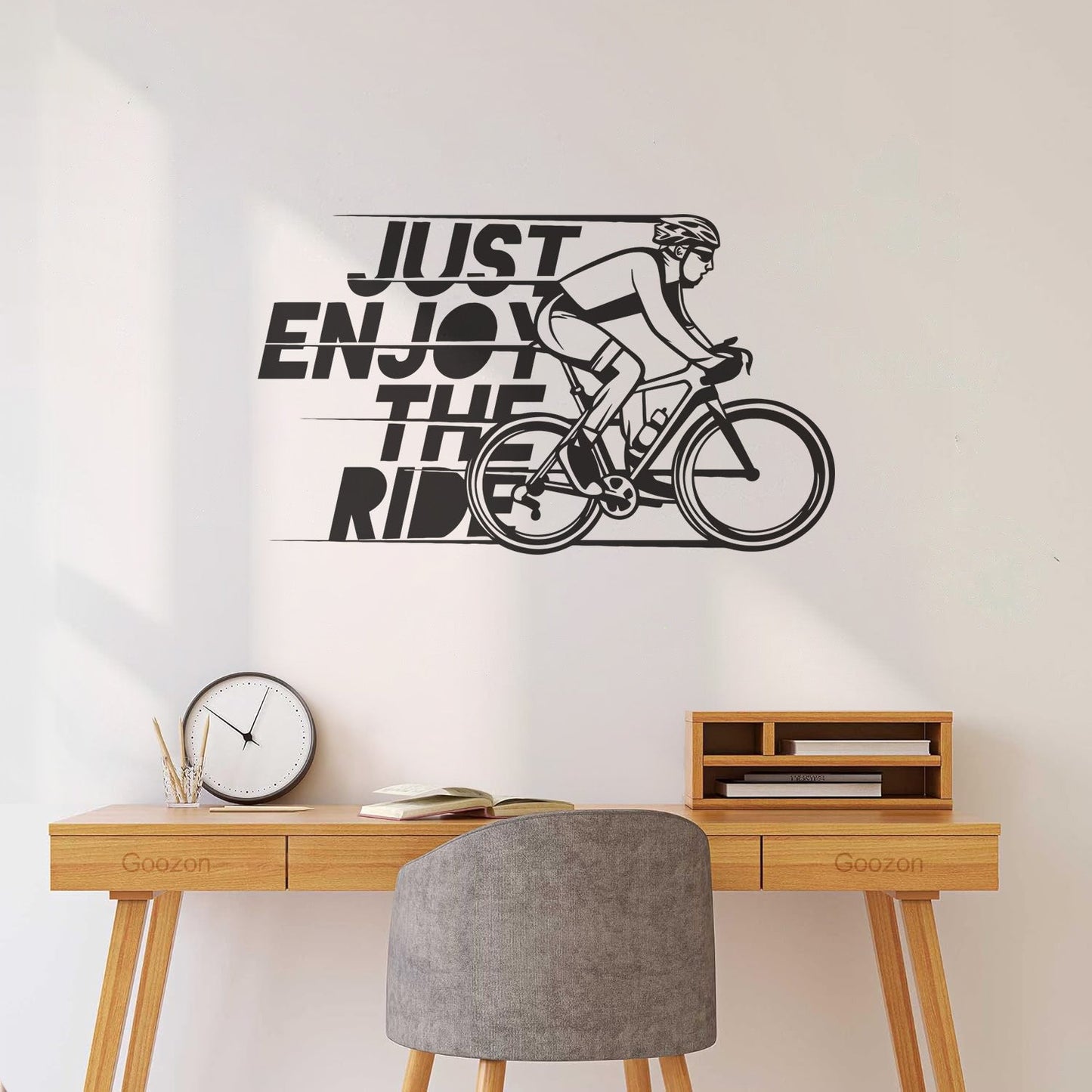 Lettering Stickers Just Enjoy The Ride Bicycle Cyclist Sports Removable Without Leaving Glue