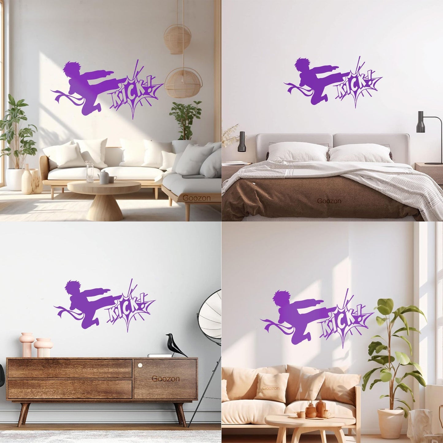 Vinyl Wall Decals Karate Boy Fighting Kick Martial Arts Sport Equipped With Transfer Film Kit