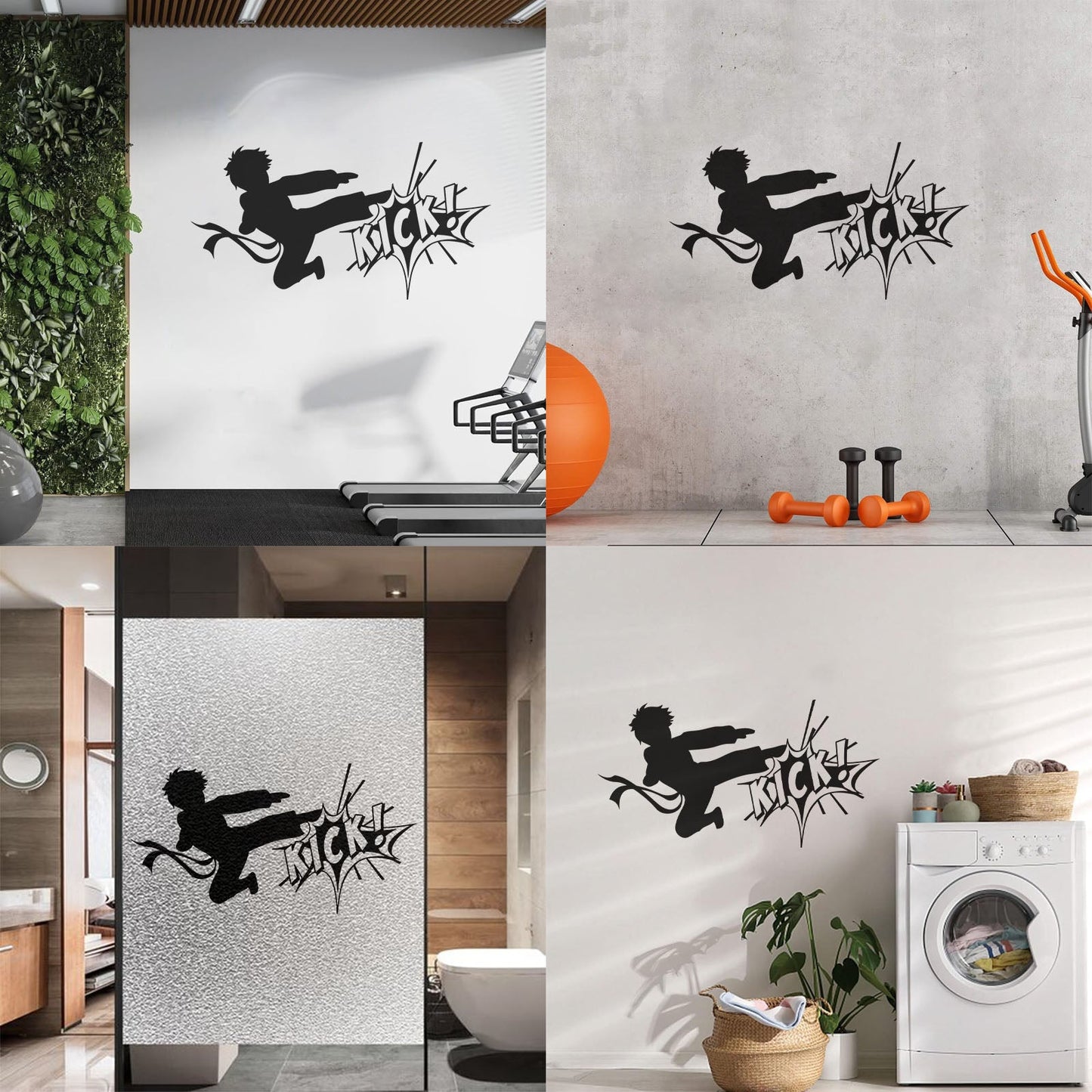 Vinyl Wall Decals Karate Boy Fighting Kick Martial Arts Sport Equipped With Transfer Film Kit