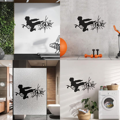 Vinyl Wall Decals Karate Boy Fighting Kick Martial Arts Sport Equipped With Transfer Film Kit