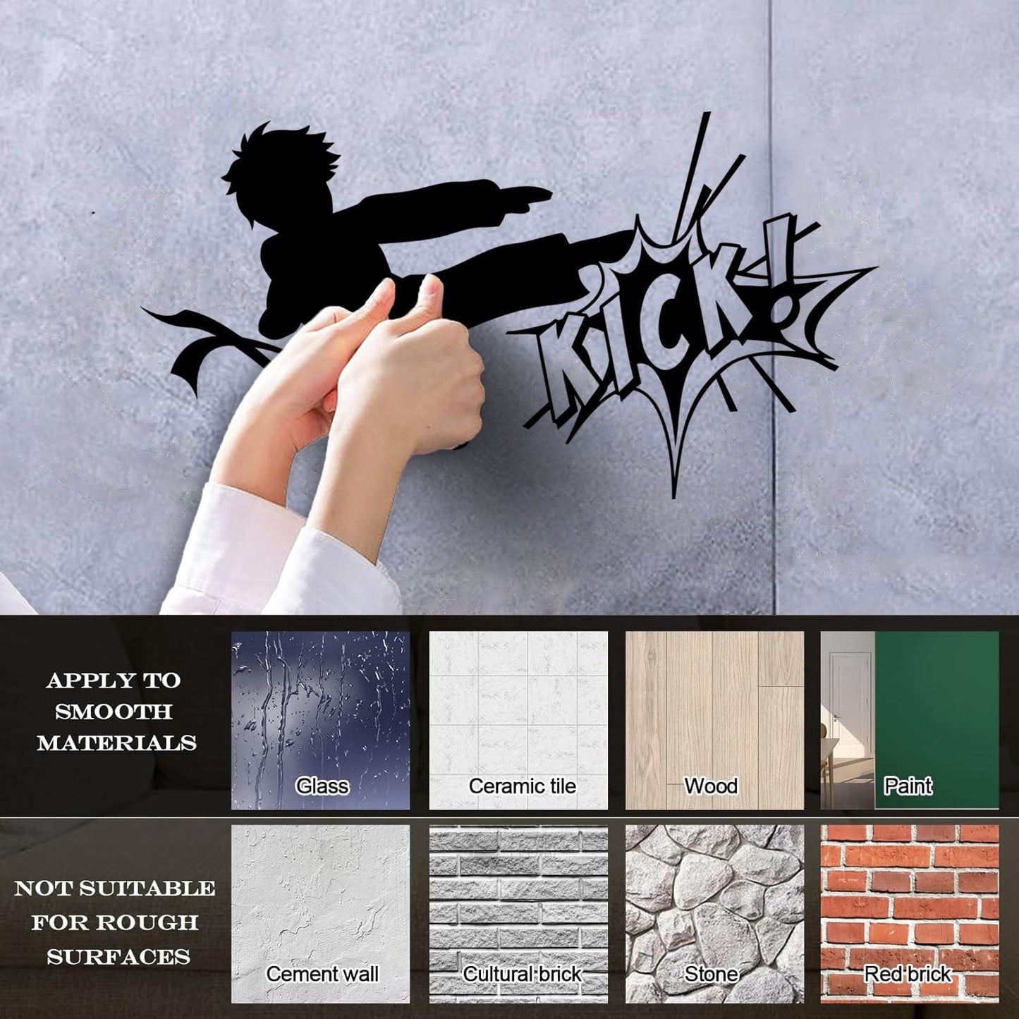 Vinyl Wall Decals Karate Boy Fighting Kick Martial Arts Sport Equipped With Transfer Film Kit