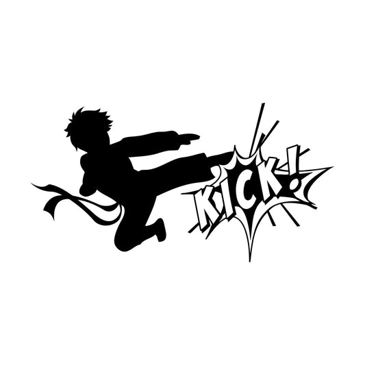 Vinyl Wall Decals Karate Boy Fighting Kick Martial Arts Sport Equipped With Transfer Film Kit