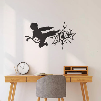 Vinyl Wall Decals Karate Boy Fighting Kick Martial Arts Sport Equipped With Transfer Film Kit