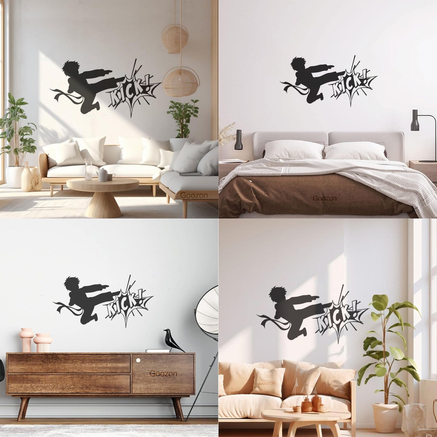 Vinyl Wall Decals Karate Boy Fighting Kick Martial Arts Sport Equipped With Transfer Film Kit