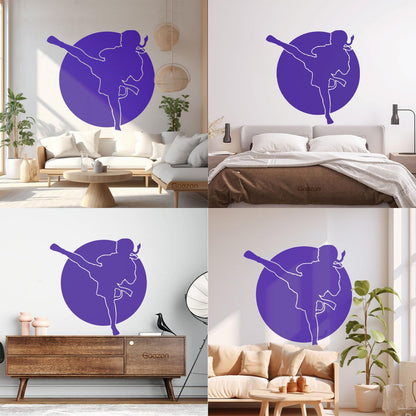 Engraving Decals Karate Boy Kick Martial Arts Logo Fighter Easy Installation