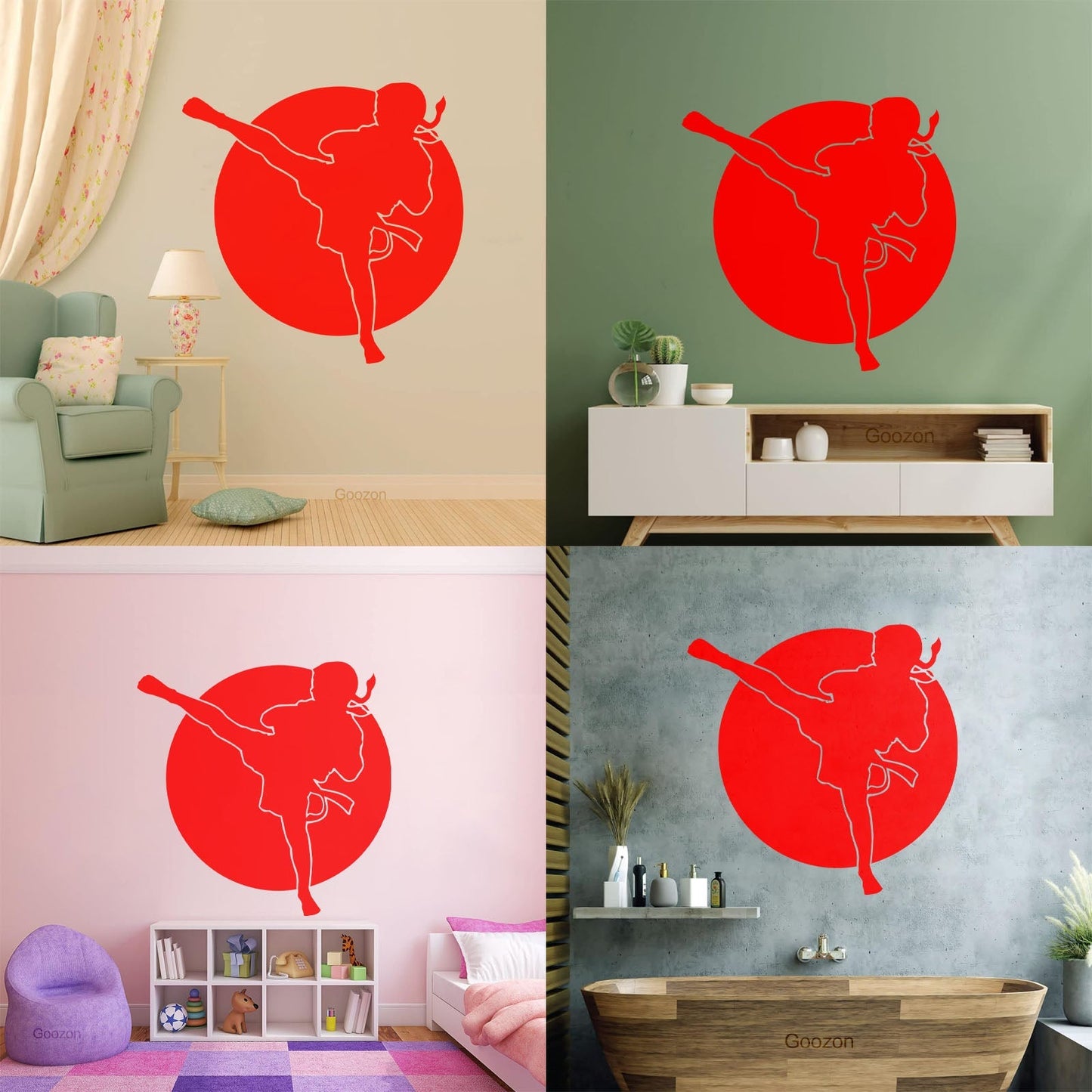 Engraving Decals Karate Boy Kick Martial Arts Logo Fighter Easy Installation