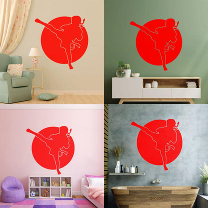 Engraving Decals Karate Boy Kick Martial Arts Logo Fighter Easy Installation