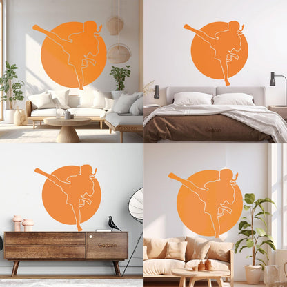 Engraving Decals Karate Boy Kick Martial Arts Logo Fighter Easy Installation