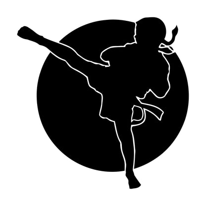 Engraving Decals Karate Boy Kick Martial Arts Logo Fighter Easy Installation
