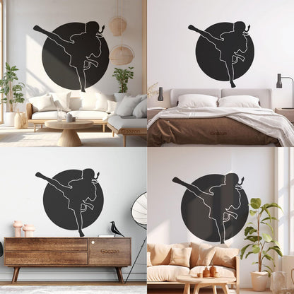 Engraving Decals Karate Boy Kick Martial Arts Logo Fighter Easy Installation