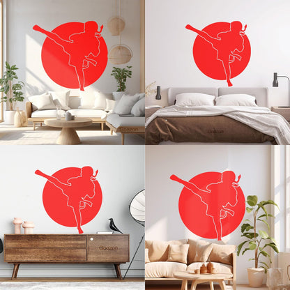 Engraving Decals Karate Boy Kick Martial Arts Logo Fighter Easy Installation