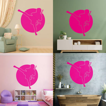 Engraving Decals Karate Boy Kick Martial Arts Logo Fighter Easy Installation