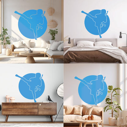 Engraving Decals Karate Boy Kick Martial Arts Logo Fighter Easy Installation