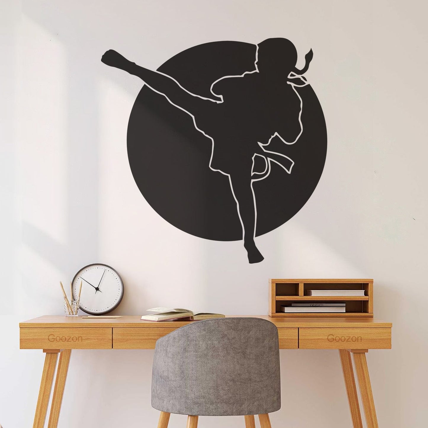 Engraving Decals Karate Boy Kick Martial Arts Logo Fighter Easy Installation