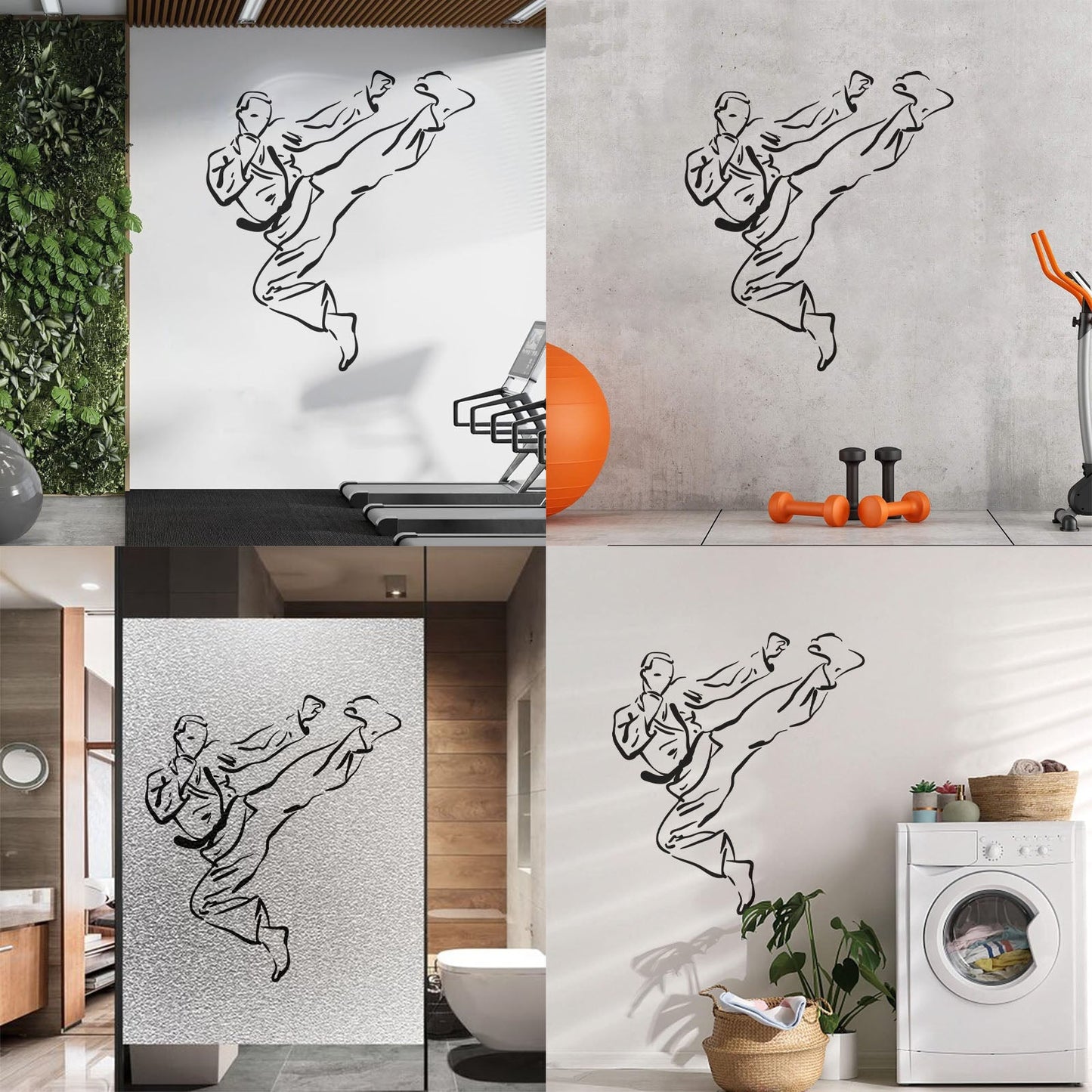 Wall Stickers Paster Paper Karate Martial Arts School Boy Fighter Multiple Size Options