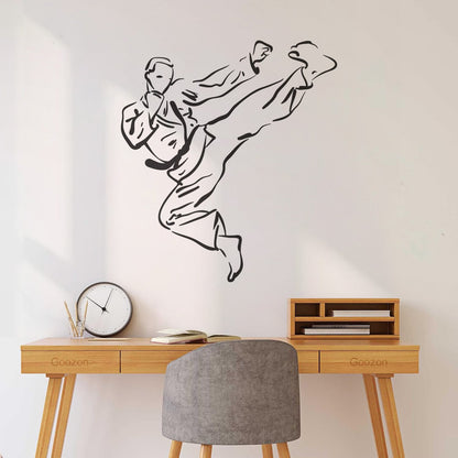 Wall Stickers Paster Paper Karate Martial Arts School Boy Fighter Multiple Size Options