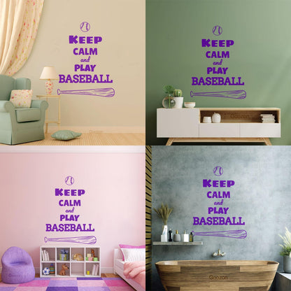 Keep Calm And Play Baseball Ball Sports Engraving Stickers Wall Beautification