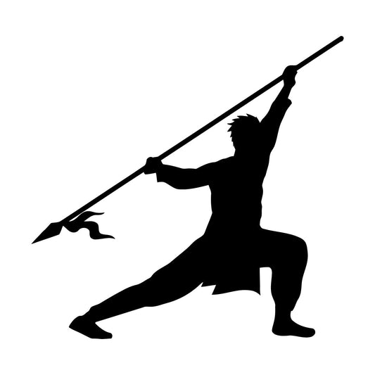 Kung Fu Warrior Silhouette Martial Arts Vinyl Wall Decals Self Adhesive