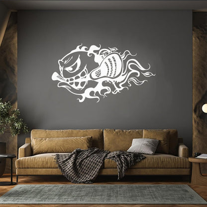 Mural And Wall Vinyl Decal Lacrosse Fireball Game Team Sport Multi Color Selection