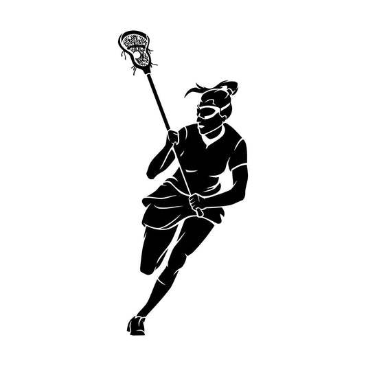 Wall Vinyl Sticker Decor Lacrosse Girl Player Stick Sports Game Ball Easy Installation