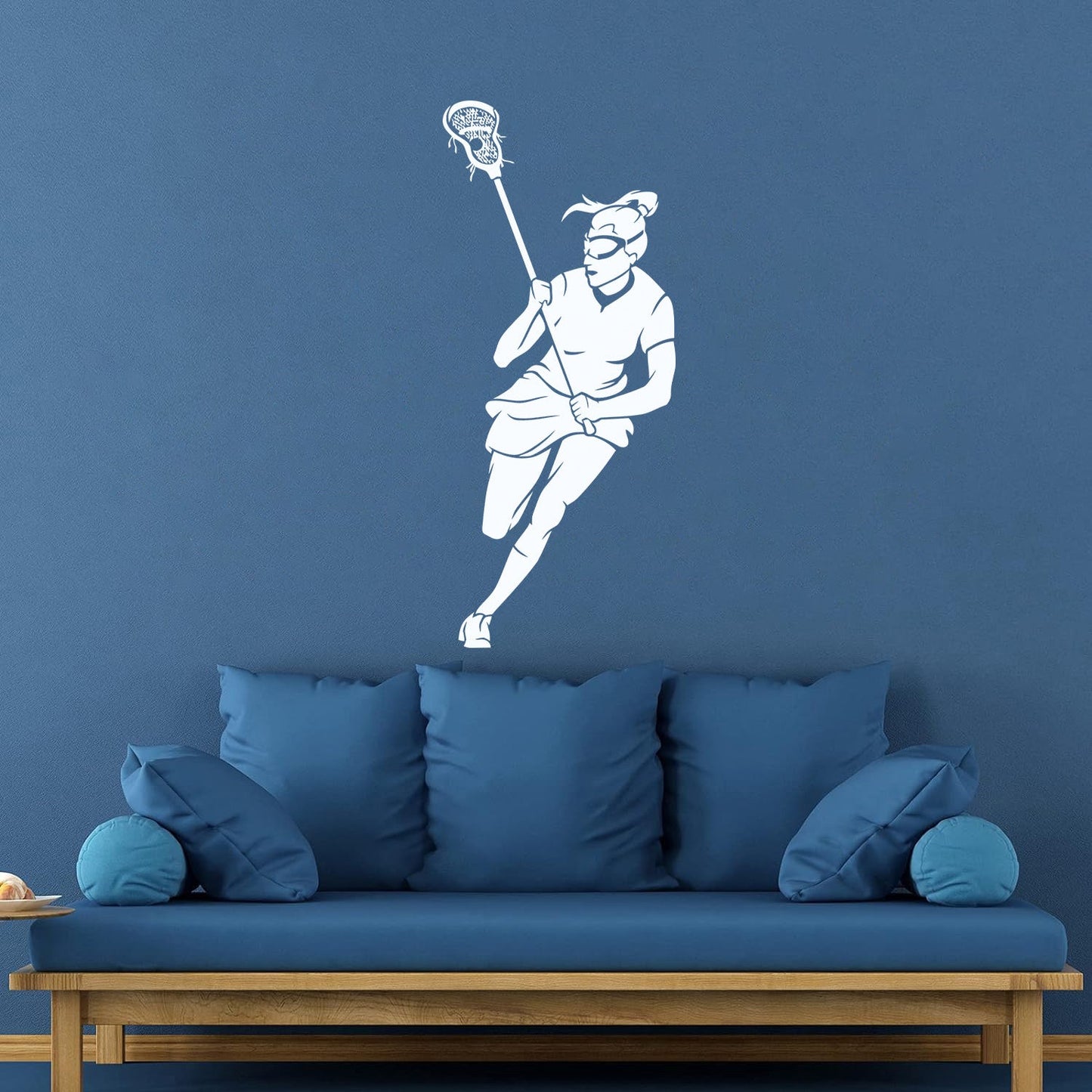 Wall Vinyl Sticker Decor Lacrosse Girl Player Stick Sports Game Ball Easy Installation