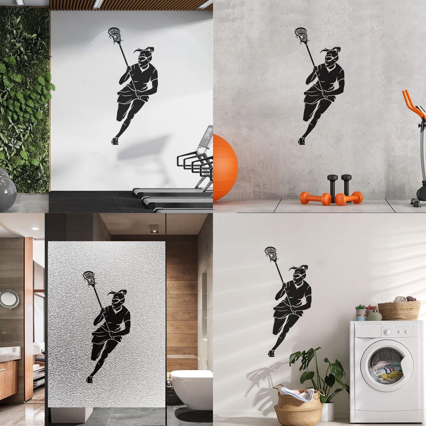 Wall Vinyl Sticker Decor Lacrosse Girl Player Stick Sports Game Ball Easy Installation