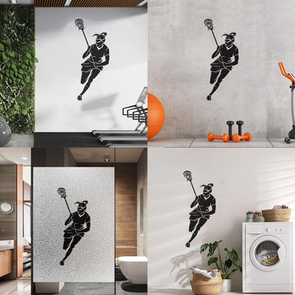 Wall Vinyl Sticker Decor Lacrosse Girl Player Stick Sports Game Ball Easy Installation