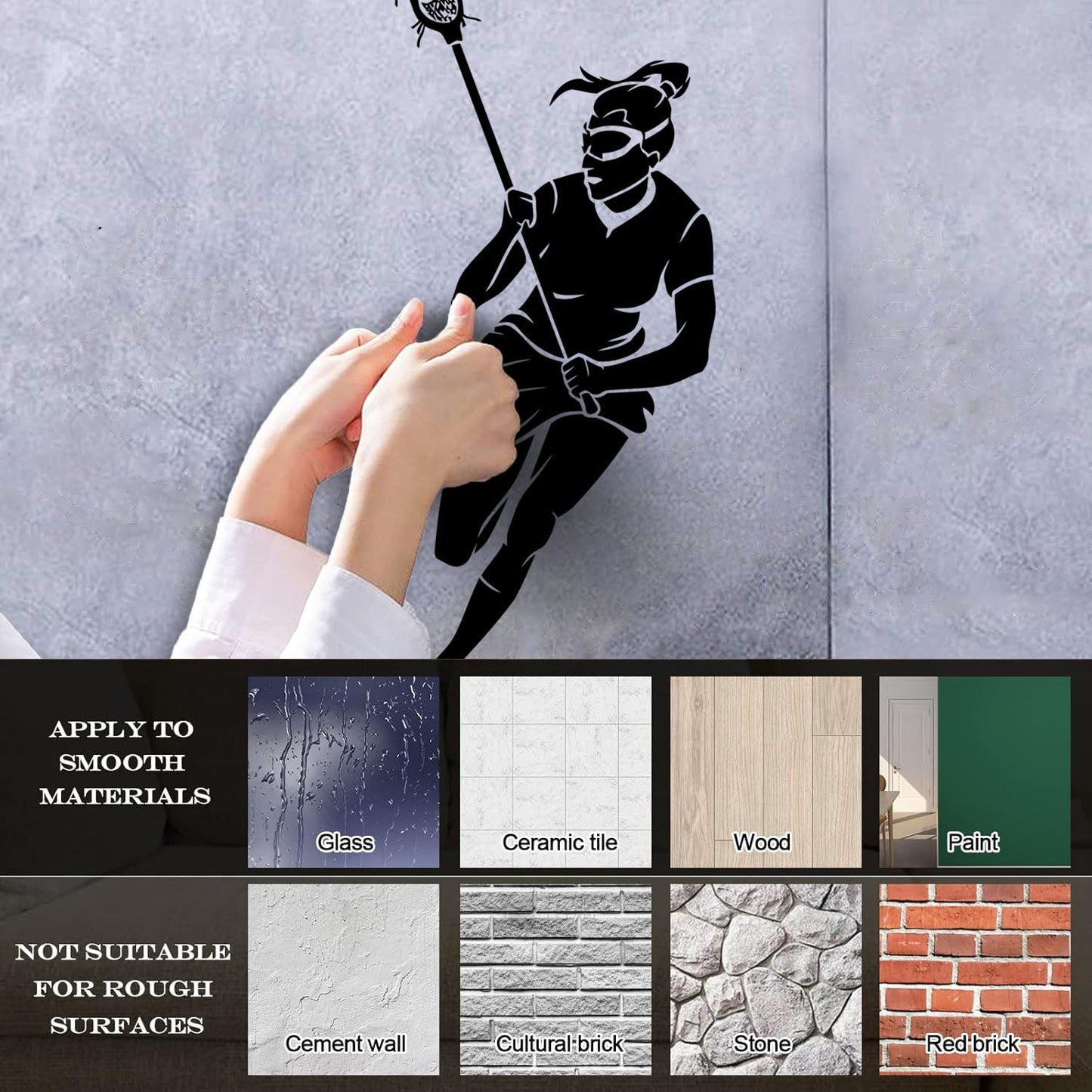 Wall Vinyl Sticker Decor Lacrosse Girl Player Stick Sports Game Ball Easy Installation