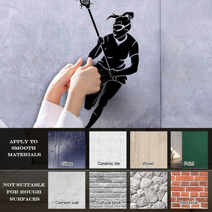 Wall Vinyl Sticker Decor Lacrosse Girl Player Stick Sports Game Ball Easy Installation