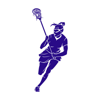 Wall Vinyl Sticker Decor Lacrosse Girl Player Stick Sports Game Ball Easy Installation