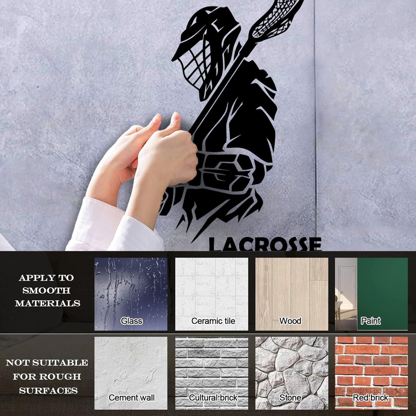 Vinyl Art Sticker Lacrosse Player Sport Team Game Ball It Won'T Fall Off