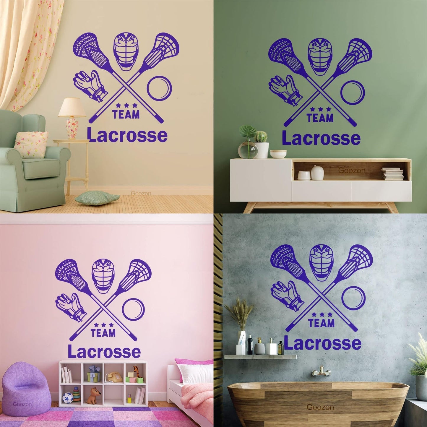 Lettering Stickers Lacrosse Player Team Game Ball Stick Sport Wall Beautification
