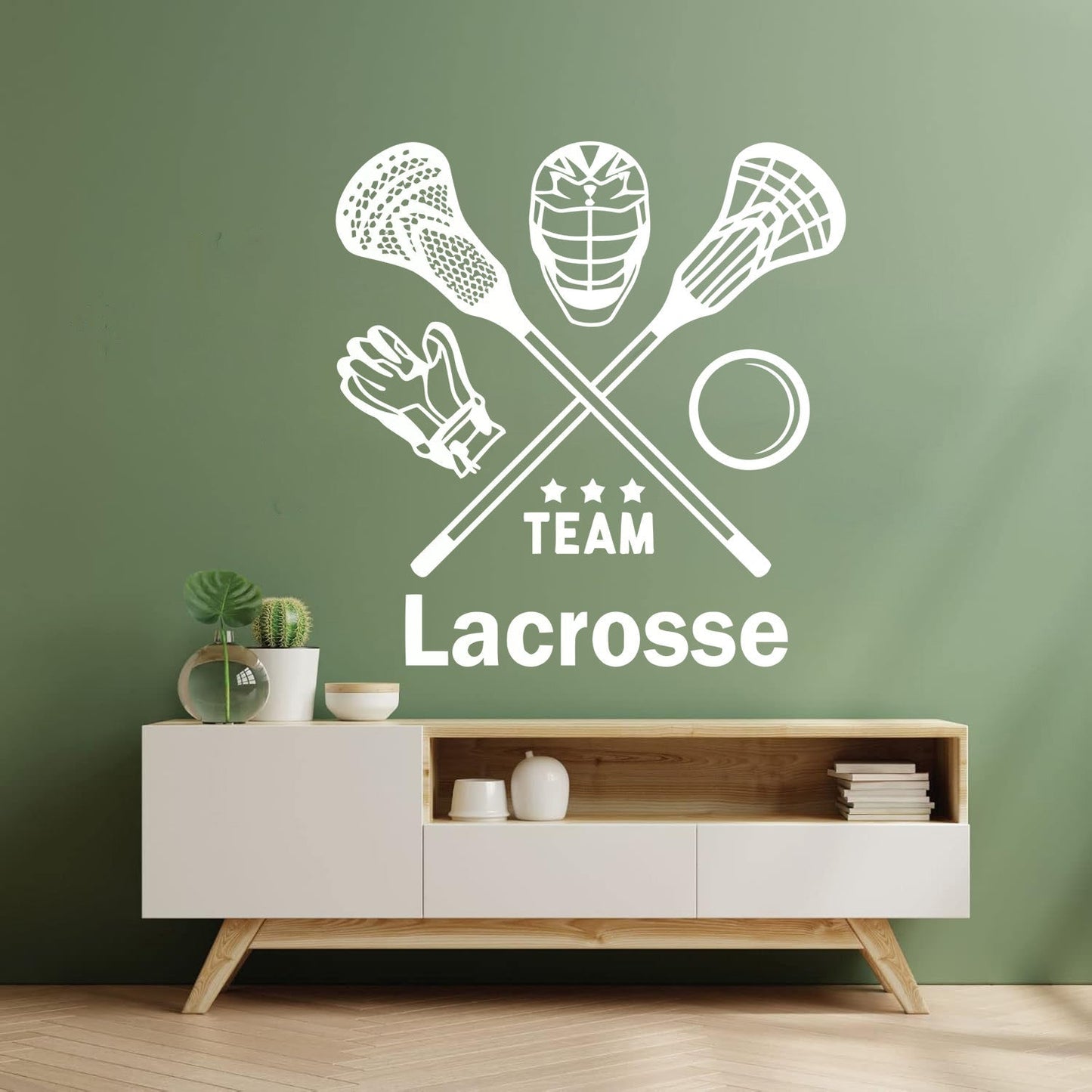 Lettering Stickers Lacrosse Player Team Game Ball Stick Sport Wall Beautification