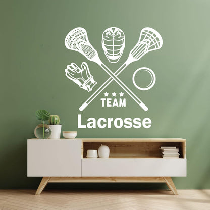Lettering Stickers Lacrosse Player Team Game Ball Stick Sport Wall Beautification