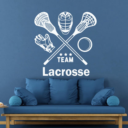 Lettering Stickers Lacrosse Player Team Game Ball Stick Sport Wall Beautification