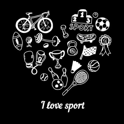 Wall Vinyl Sticker Decor Letter I Love Sport Bowling Tennis Bicycle Do Not Damage The Wall Surface