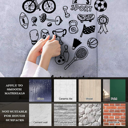 Wall Vinyl Sticker Decor Letter I Love Sport Bowling Tennis Bicycle Do Not Damage The Wall Surface