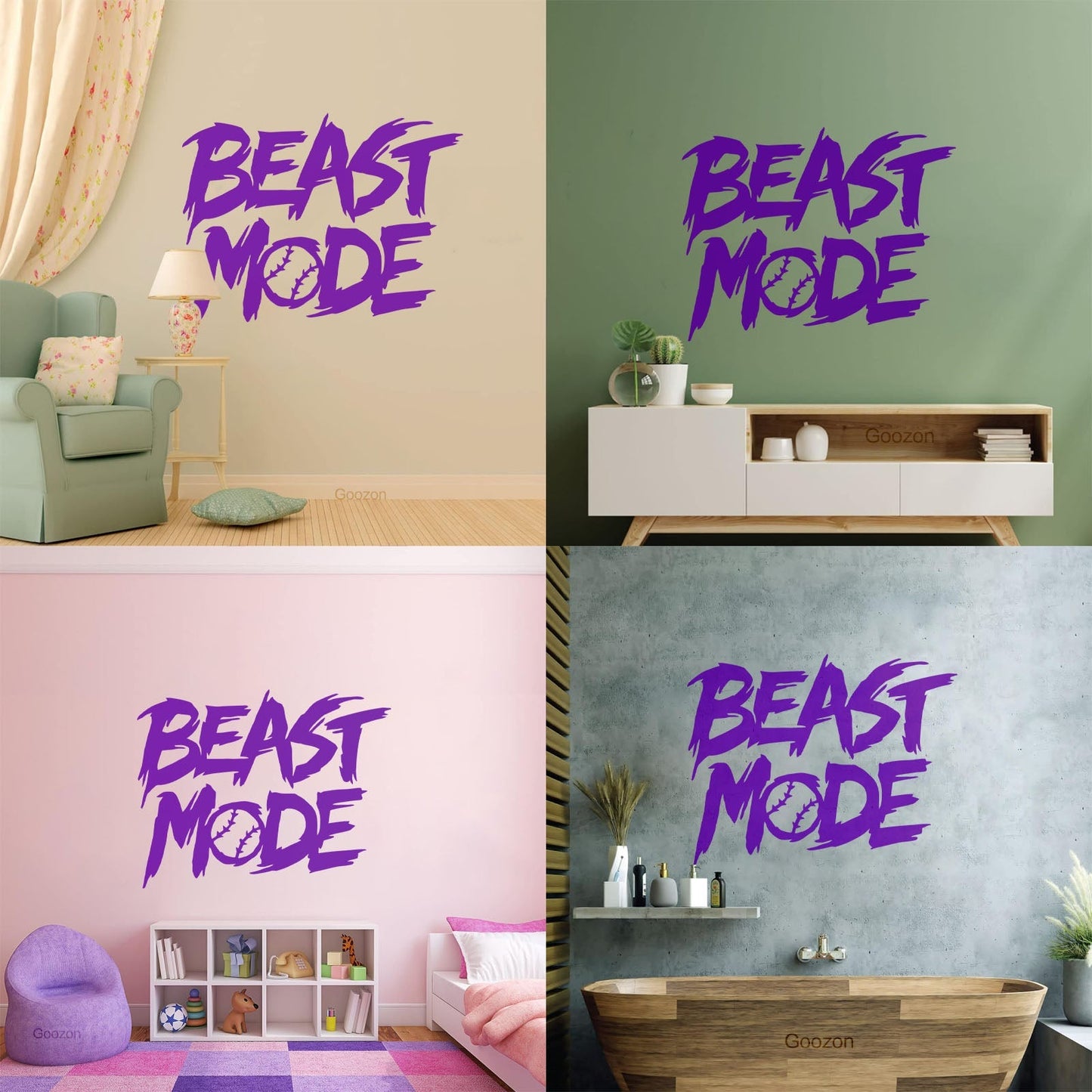 Baseball Fan Beast Mode Boys Bedroom Fine Carving Decals Easy Installation