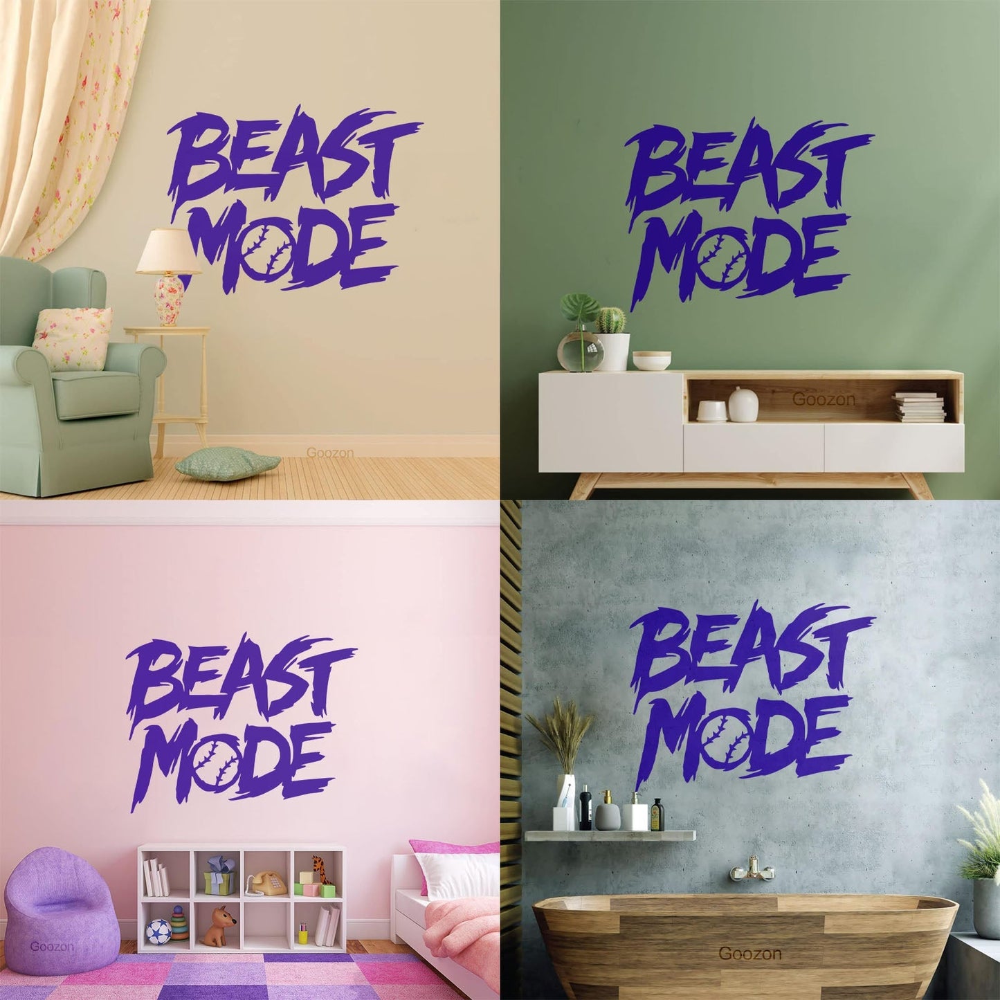 Baseball Fan Beast Mode Boys Bedroom Fine Carving Decals Easy Installation