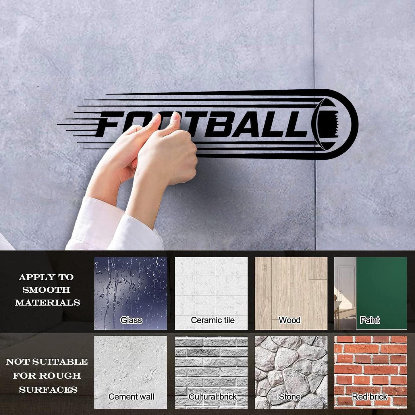 Engraving Stickers Lettering Football Ball Team Game Sports Fan Multiple Size Options