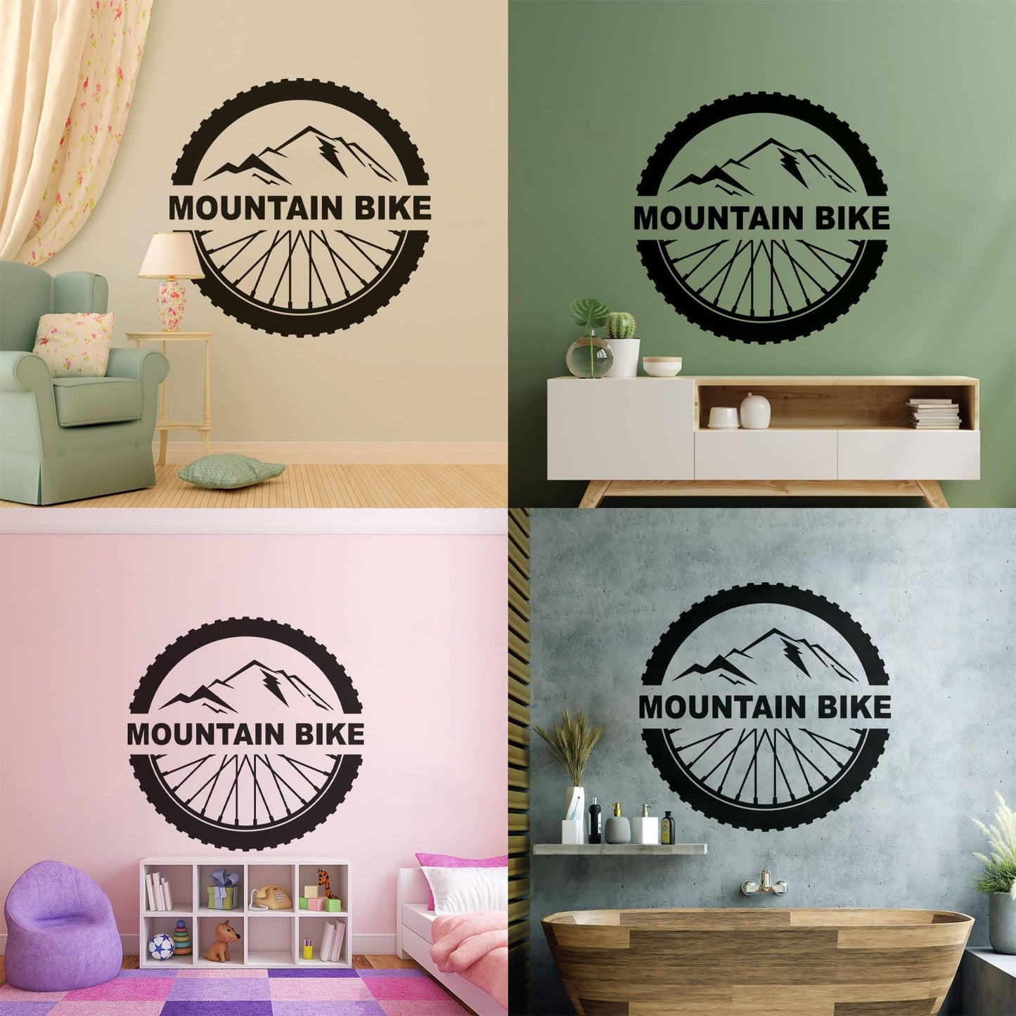 Mountain Bike Extreme Sport Bicycle Wheel Wall Decals Pvc It Won'T Fall Off