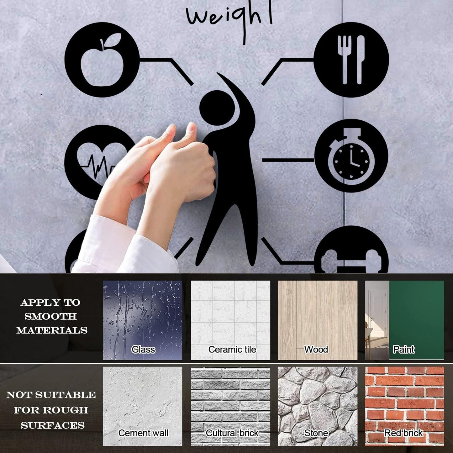 Wall Stickers Lose Weight Diet Training Fitnesscenter Cardio Sport Self Adhesive