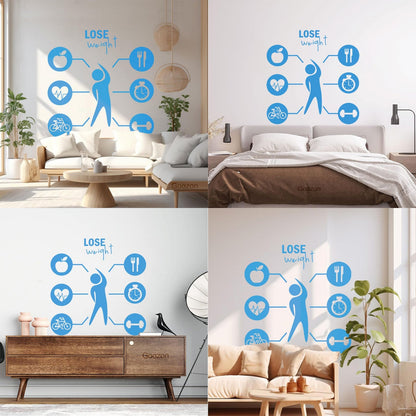 Wall Stickers Lose Weight Diet Training Fitnesscenter Cardio Sport Self Adhesive