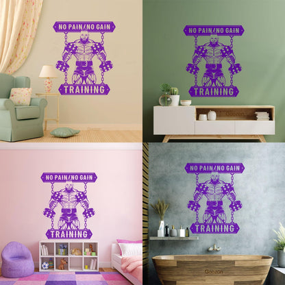 Fine Carving Decals Masculinity Fitnesscenter Center Training No Pain No Gain Tattoo Culture