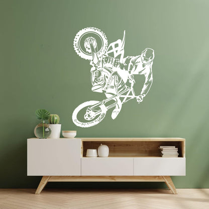 Mural And Wall Vinyl Decal Motorcycle Bike Biker Motocross Extreme Sports Multiple Size Options