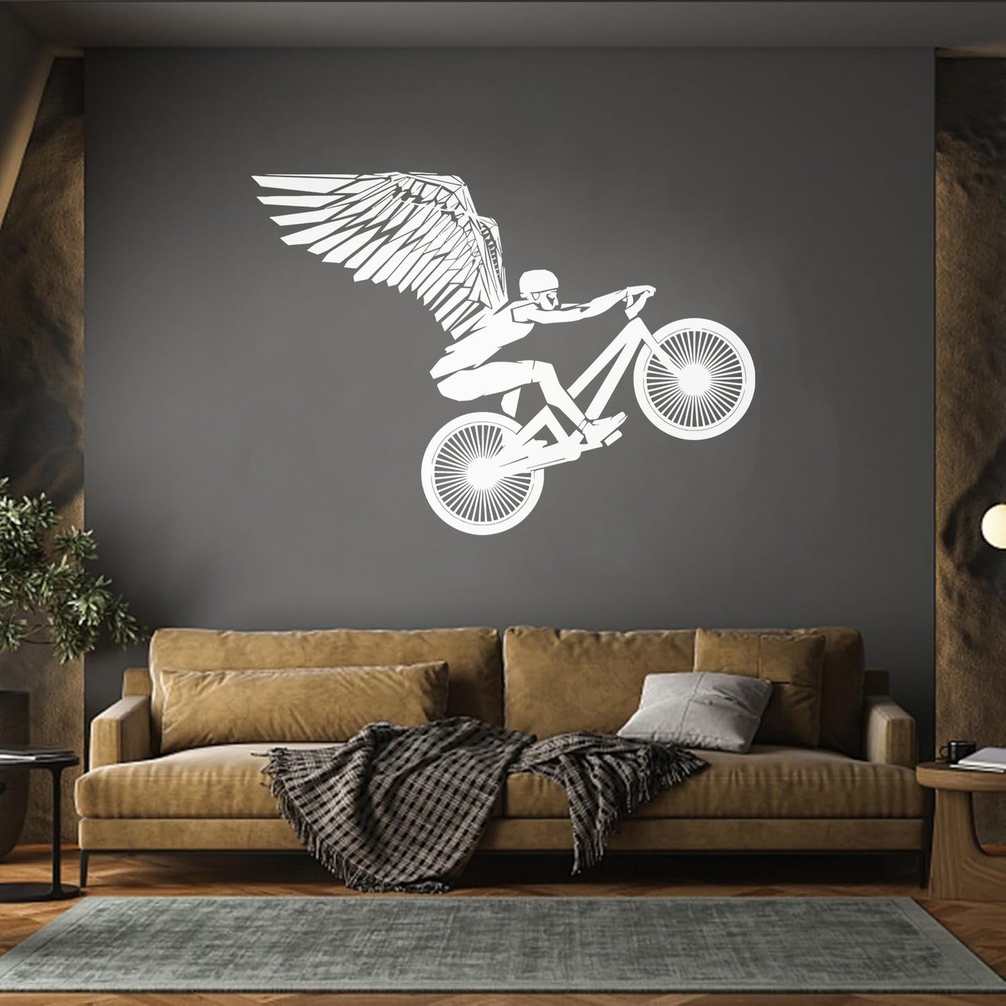Wall Stickers Paster Paper Motorcycle Bike Flying Biker With Wings Waterproof
